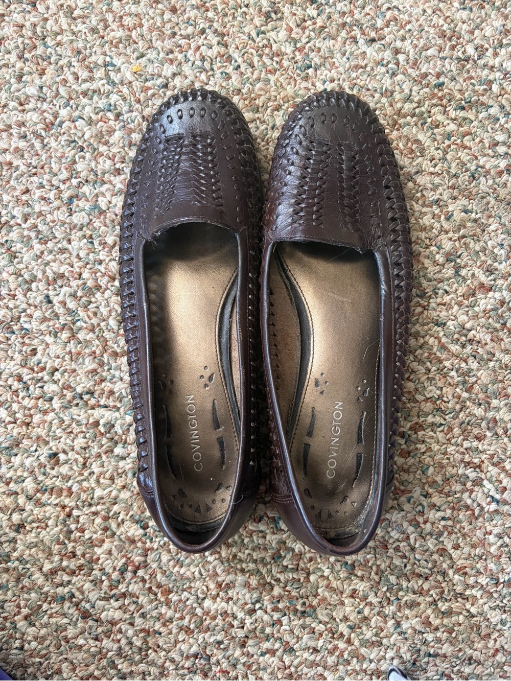 Covington Dark Brown Woven Leather Slip-On Flats